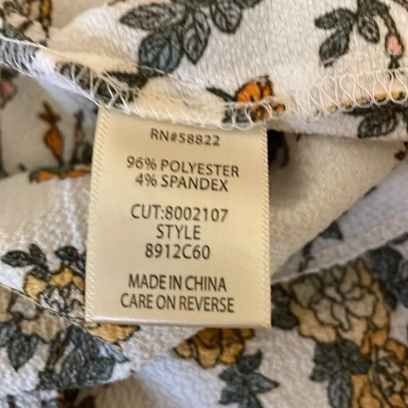 Max studio women’s large 12 14 dress wrap mini white yellow green floral pattern - Picture 8 of 10